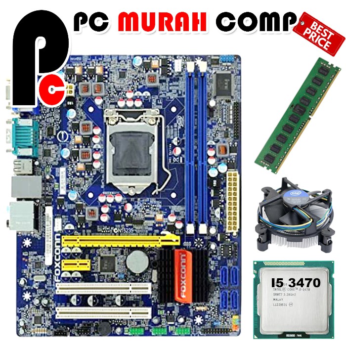 Paketan Mainboard Intel LGA 1155 H61 Foxconn Dengan Processor i5 3470