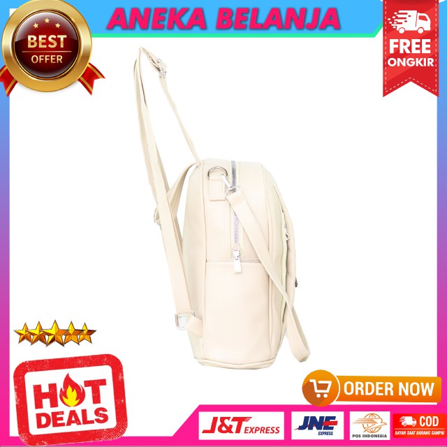 Tas Ransel Jinjing Cewek Saniza Warna Cream Model Terbaru Kekinian Lucu Cocok Untuk Hangout