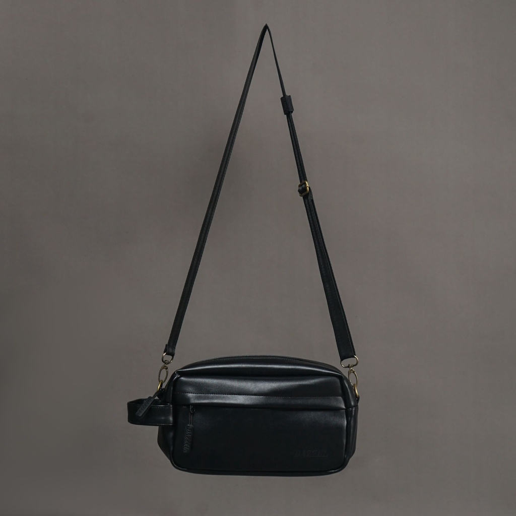 DAZZEL - PAKET BUNDLING BLACK - RYDER HANDSLINGBAG + BLAZE DOMPET - Tas Slempang Pria Hadiah Gift Kado Cowok