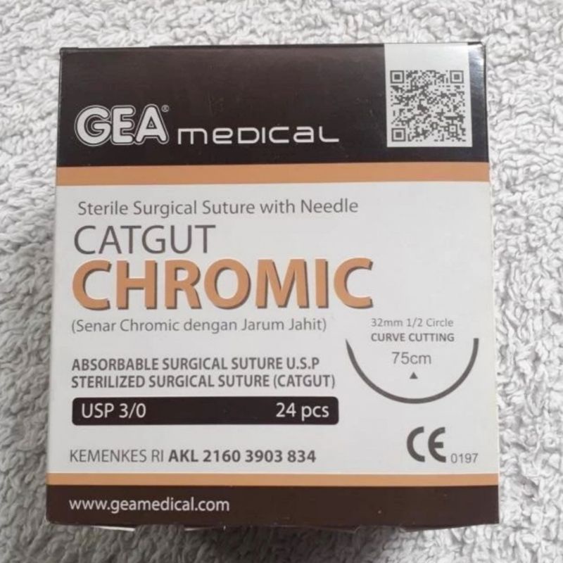 GEA Catgut Chromic 3/0 + Jarum -  Catgut Chromic 2/0 + Jarum