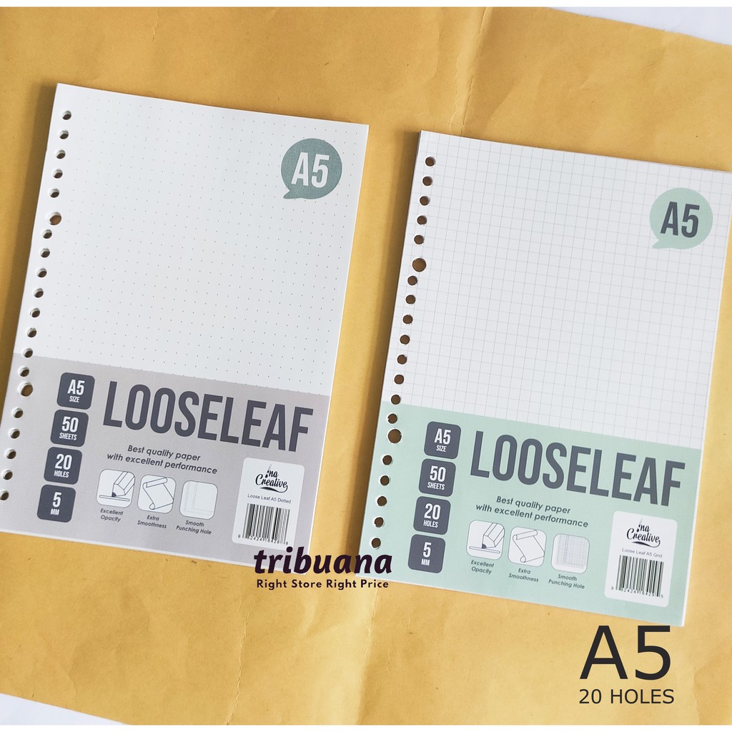 

isi Loose Leaf Binder Paper / Isi Binder Kotak Titik A5 50 lembar INA