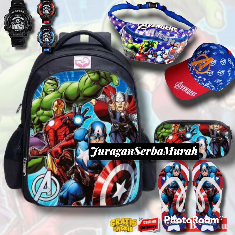 Tas Ransel Fashion Sekolah Anak Laki Laki PAUD TK SD Marvel Super Hero Avengers