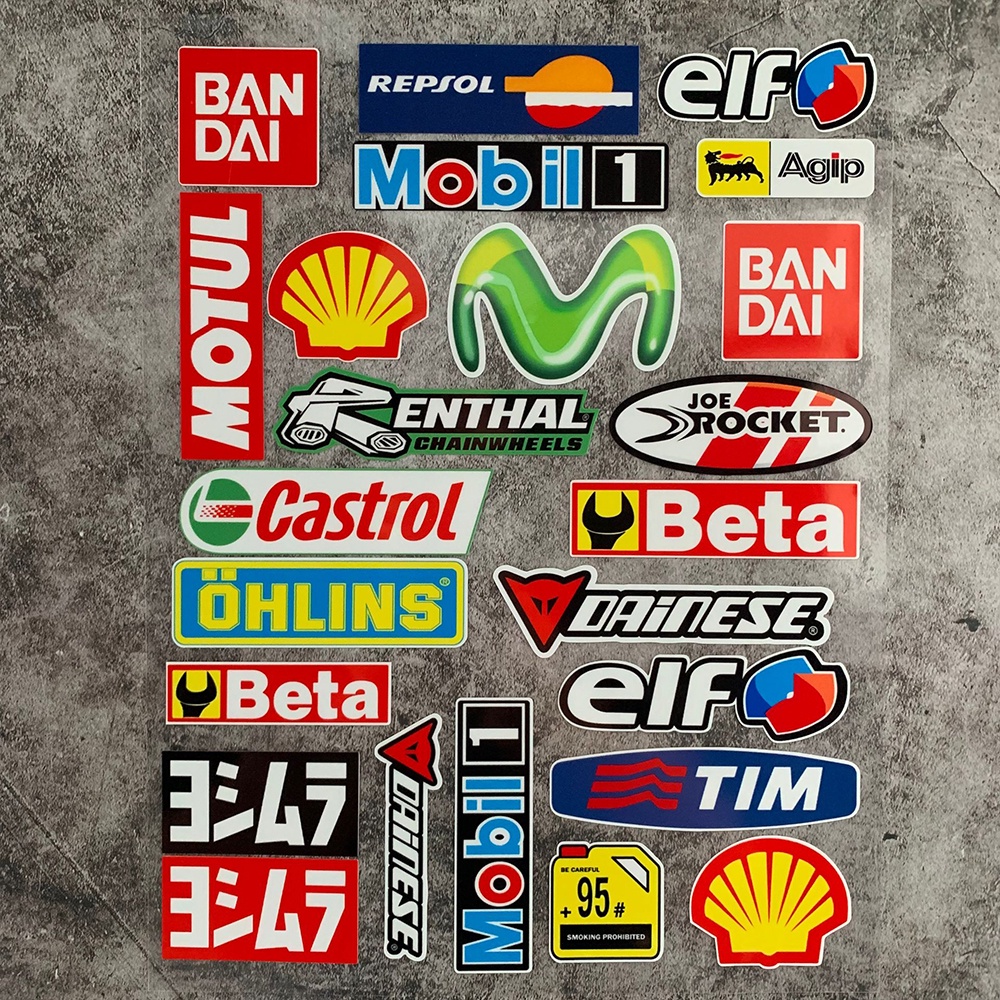 Reflektif Sepeda Motor Stiker Motul BANDAI Movistar OHLINS Helm Dekorasi Stiker Sepeda Motor Styling Aksesoris