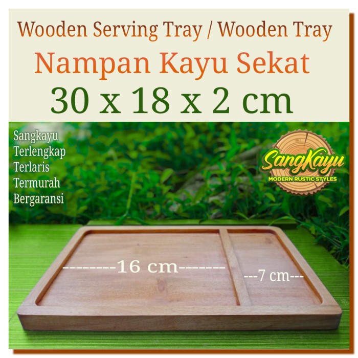 Tatakan nampan kayu sekat 30x18x2 cm wooden Serving tray