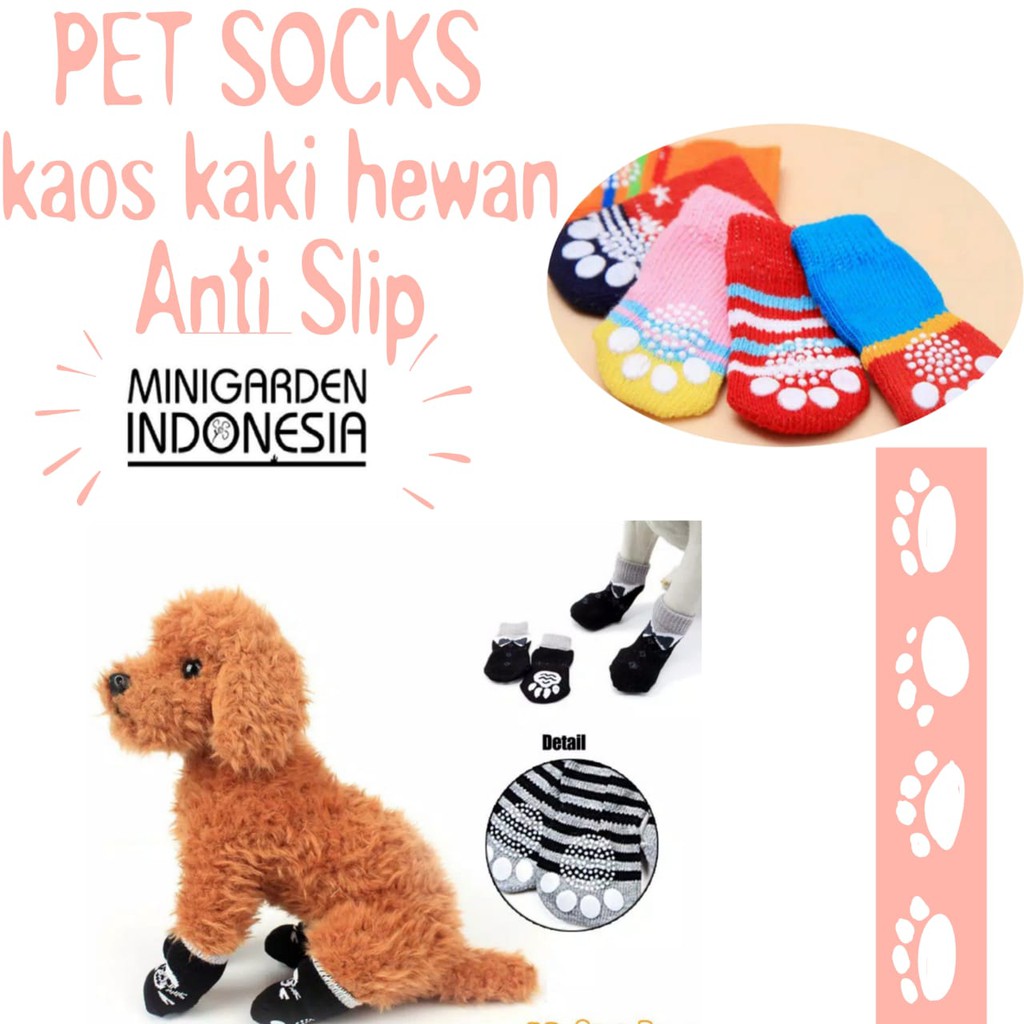 KAOS KAKI HEWAN ANTI SLIP PET KNIT SOCKS anjing kucing bahan import alas kaki anjing penghangat