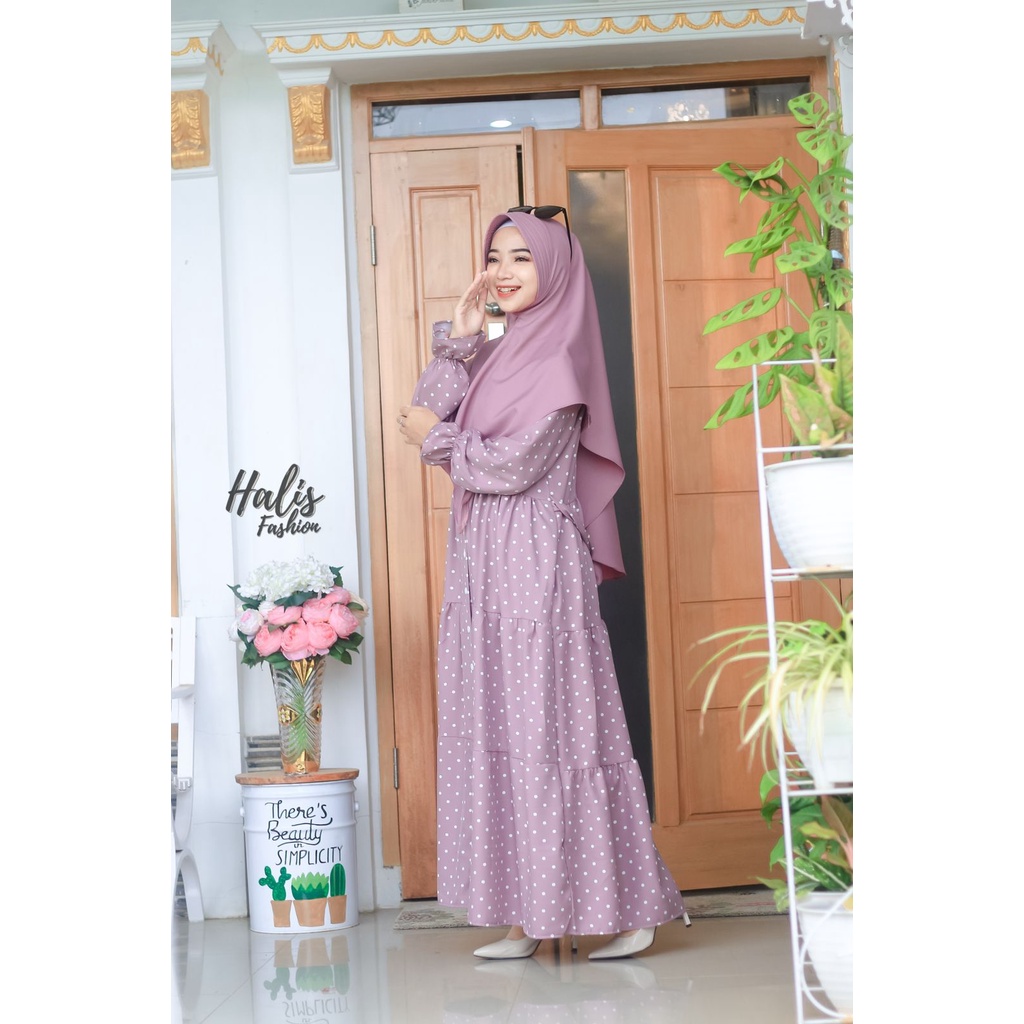 GAMIS SET SYARI  syakira SET KHIMAR POLKADOT POLKA ORIGINAL HALIS busana wanita motif muslim