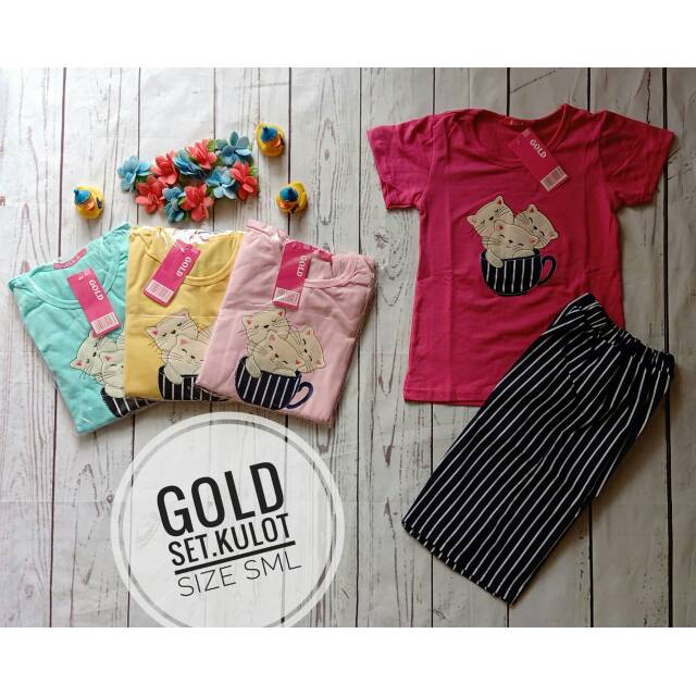 Setelan GOLD kulot Soft Pink
