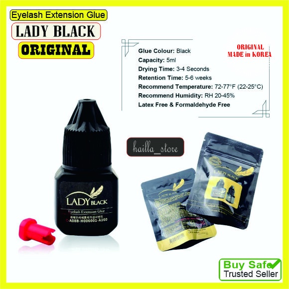 Eyelash Extension Glue Lem Bulu Mata Tanam LADY BLACK 5ml SEALED Made in Korea ORIGINAL DENGAN HOLOGRAM