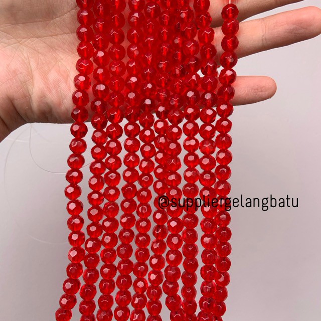 kristal bola dunia cutting 8mm RED quartz merah kuarsa ceko bulat