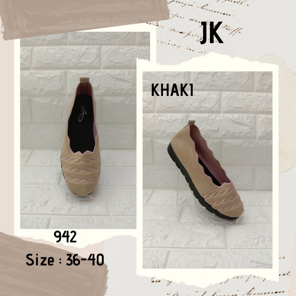JK (942)  - KHAKI - SEPATU FLAT WANITA