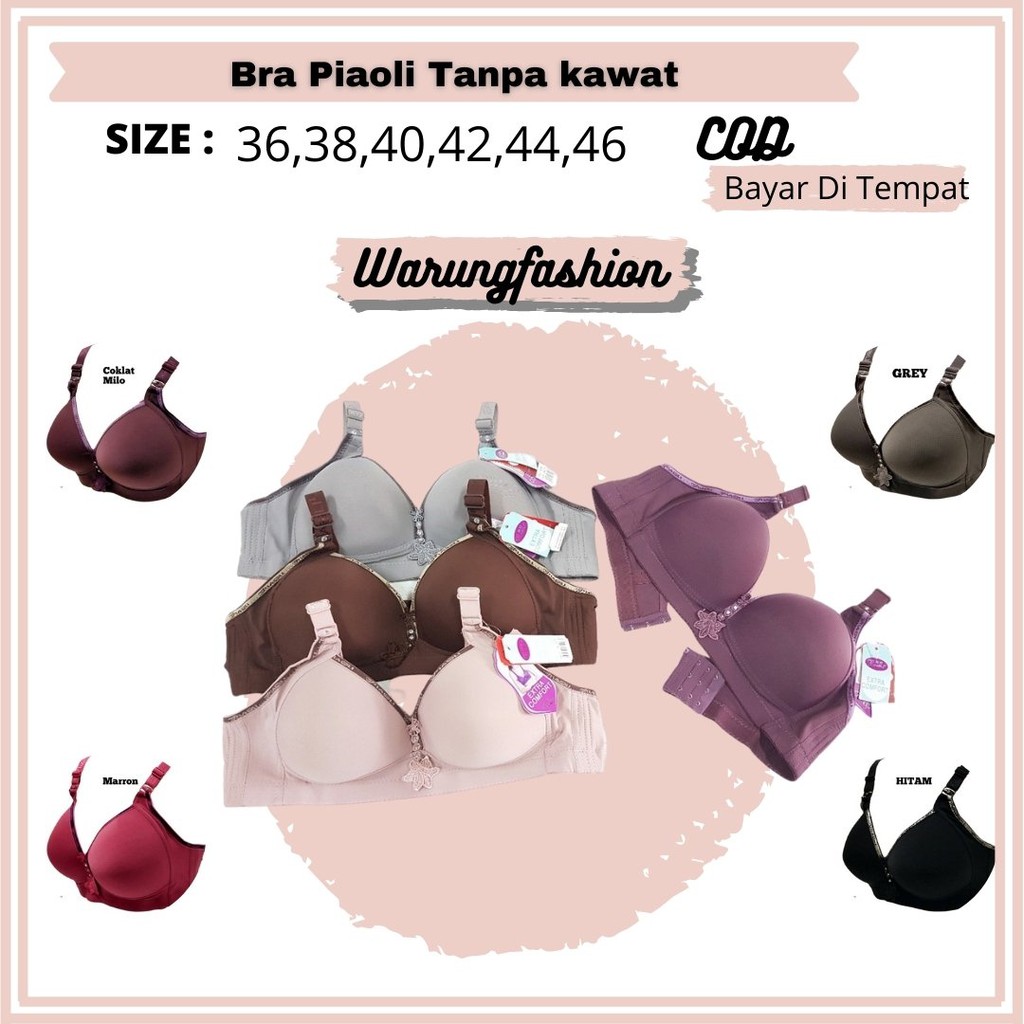 Bra BH Tanpa Kawat Piaoli Busa Tebal Ukuran 36B-46B / Pakaian Dalam / Ongkir Murah Bayar Di Tempat