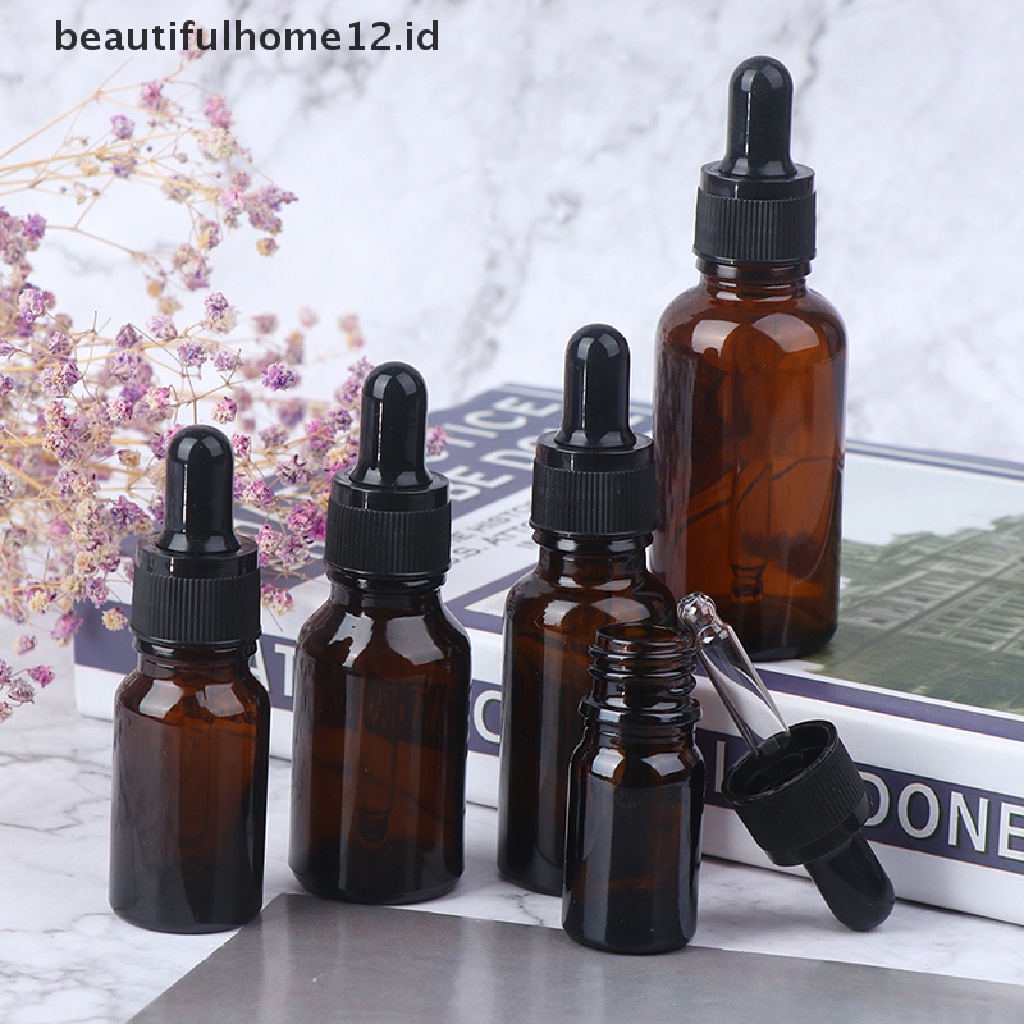 【beautifulhome12.id】 5/10/15/20/30ml Empty brown Glass Dropper Bottles with Pipette for Essential Oil .