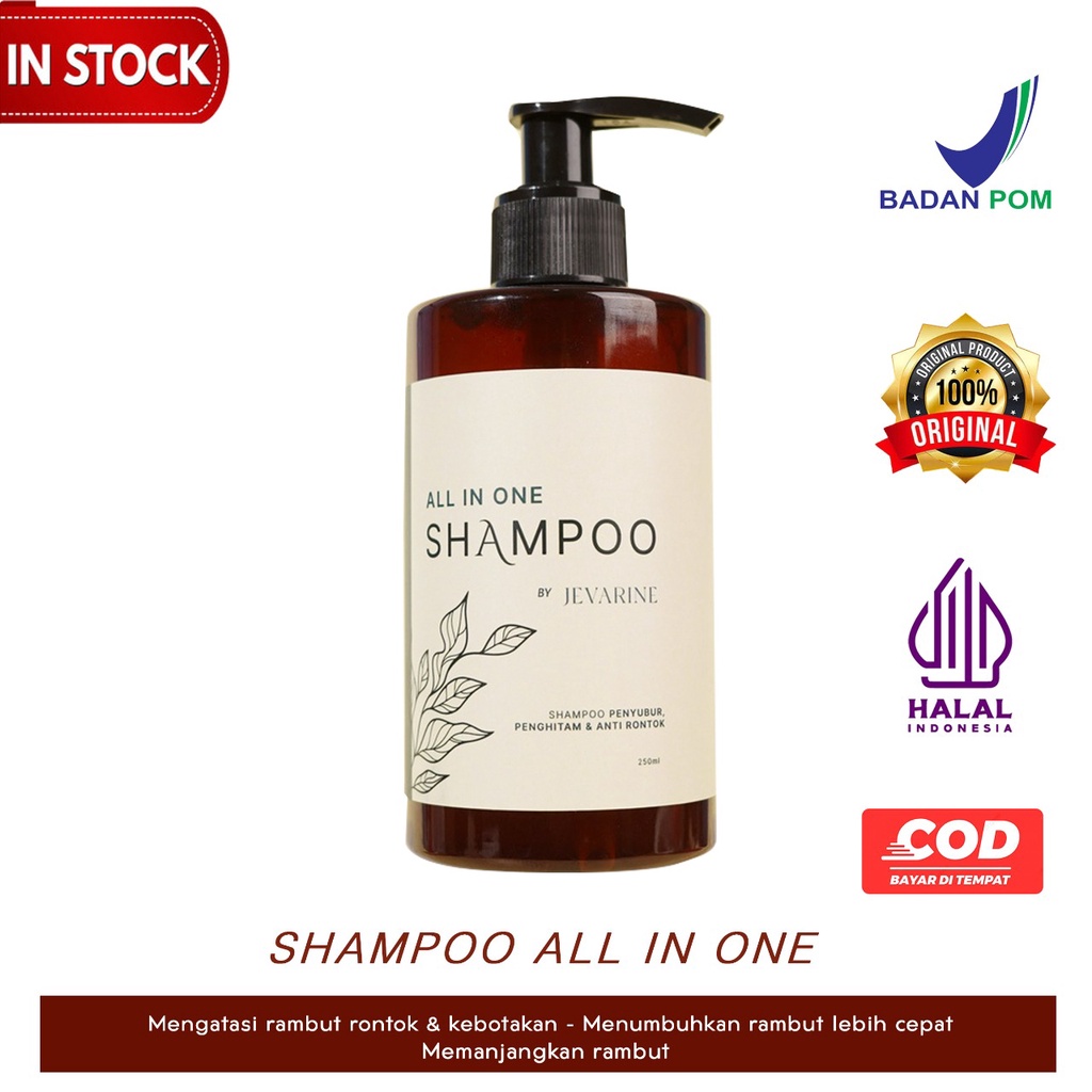 Shampoo Shampo Sampo JEVARINE Efektif All In One Hair Treatment Penumbuh Penyubur Rambut Botak Cepat Anti Ketombe dan Rontok Parah Atasi Kebotakan Bercabang Menghitamkan Memperkuat Akar Rambut Murah Ampuh BPOM 100% Original Best Seller