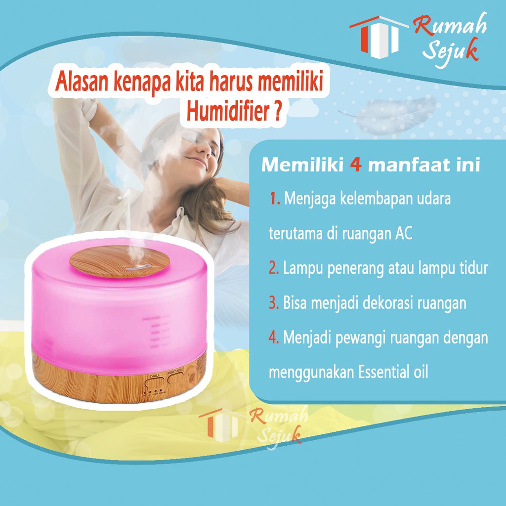 RS - Air Humidifier Diffuser Aromaterapi Alat Pengharum Ruangan Difuser Disfuser Unik Lucu RS-H34 Humdifier Purifier Difusser Defuser Humidifer Humadifier Humudifier Dispuser Humifider Portable Mobil Car Uap Hiasan Kamar Lampu LED Free Gratis Oil
