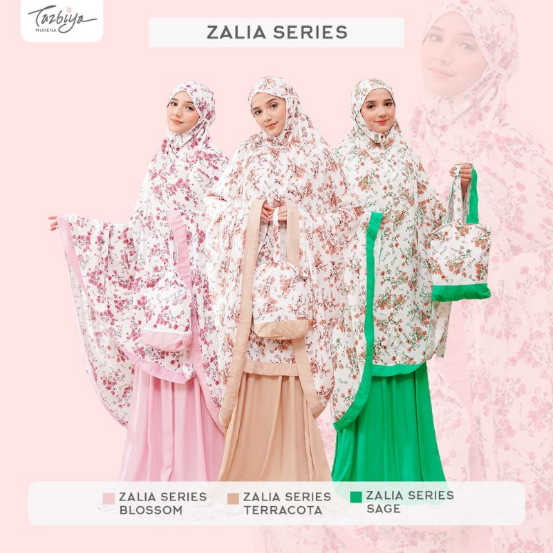 Mukena Tazbiya Zalia List Series Allsize Jumbo Katun Rayon Motif