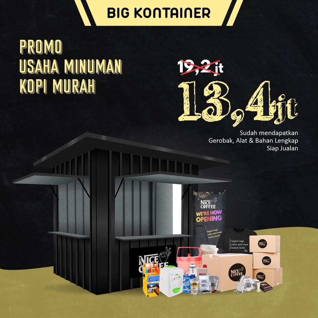 Jual Promo Paket Usaha Kopi Susu Kekinian Siap Jualan Kontainer Shopee Indonesia