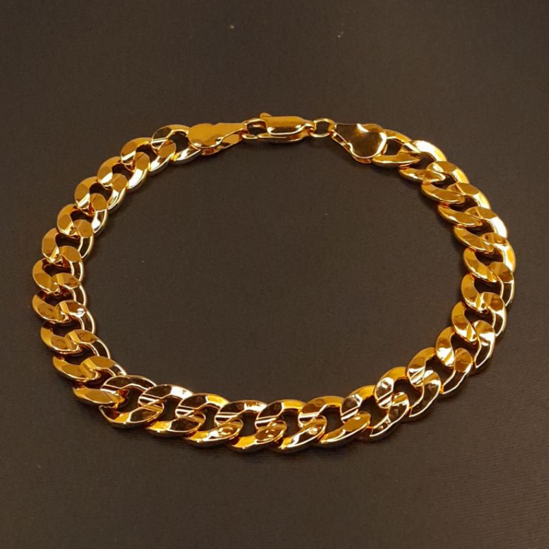 gelang rantai sisik naga polos lapis rhodium unisex