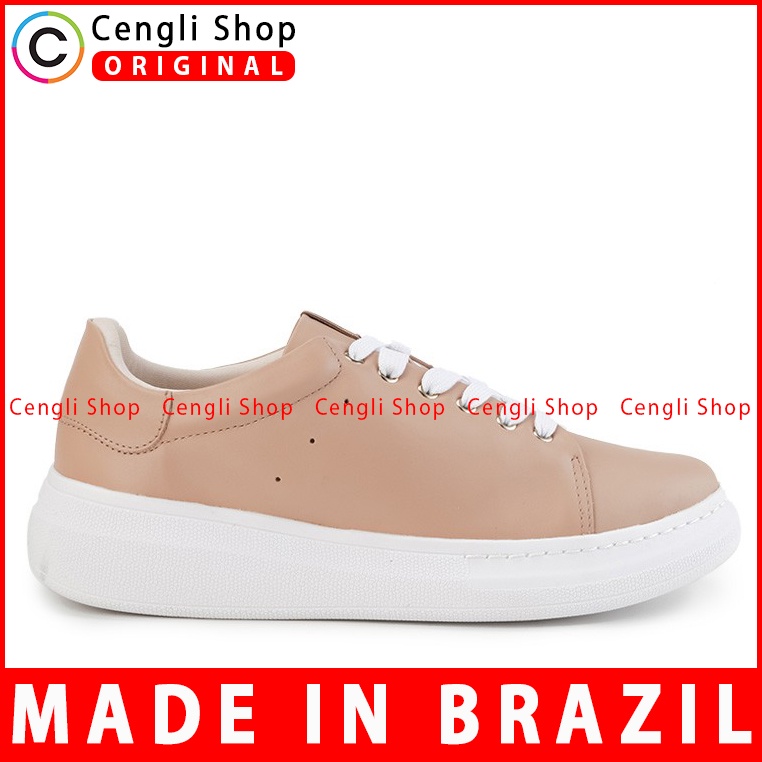 SEPATU SNEAKER KULIT OBERMAIN WANITA ORIGINAL CASUAL KETS COKLAT OW02