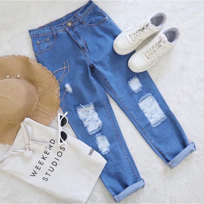 CELANA BOYFRIEND JEANS WASHED SOBEK/CELANA WANITA KEKINIAN/CELANA JEANS BOYFRIEND UNDERHOLE/CELANA J