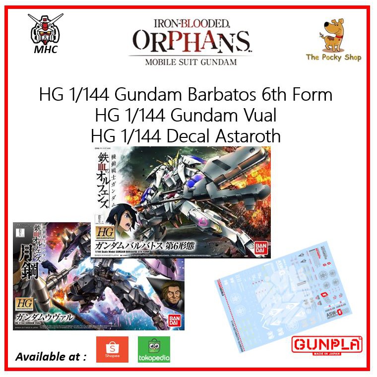 Paket Gundam HG Barbatos 6th form , Vual dan Decal