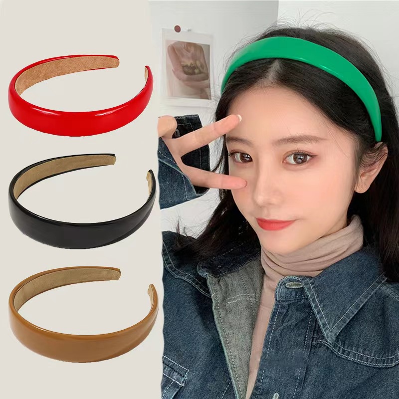 Bando Wanita Polos Glossy Aksesoris Rambut Korean Style Import