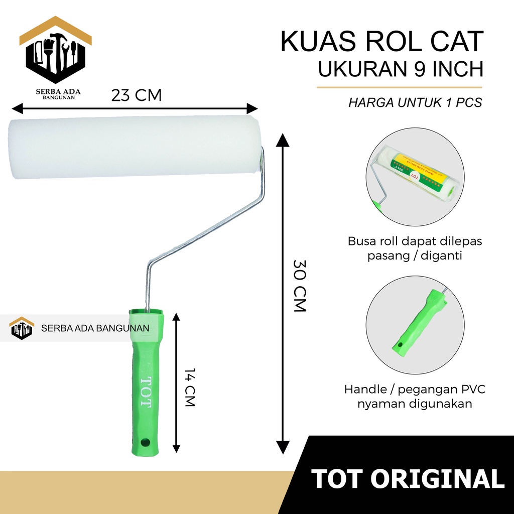 KUAS ROLL SERBAGUNA PENDEK 9 INCH EKONOMIS