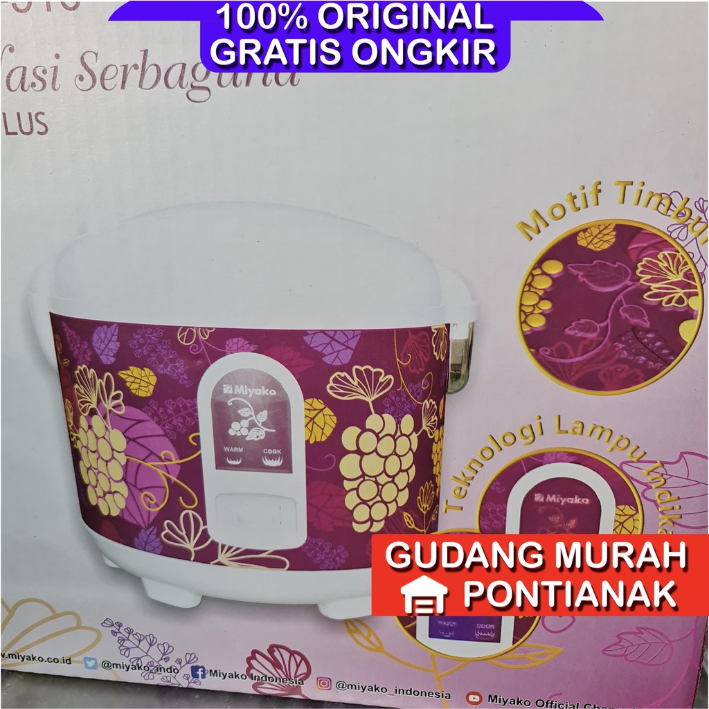 Ricecooker Miyako Anti Lengket bahan teflon NANOAL Indikator LED Motif Ukiran timbul MCM 516