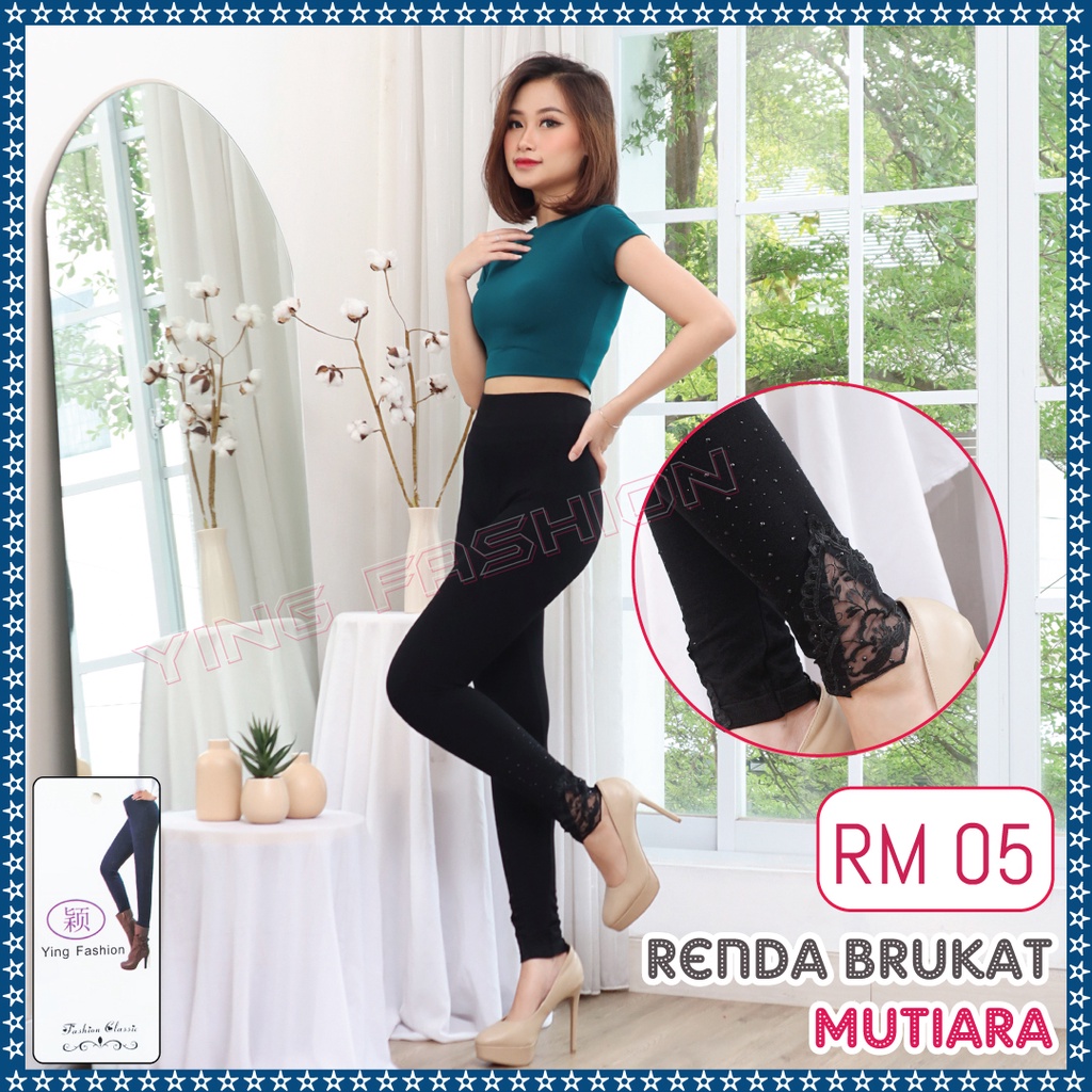 Legging Renda Mutiara RM05 / legging renda kaki - legging import wanita