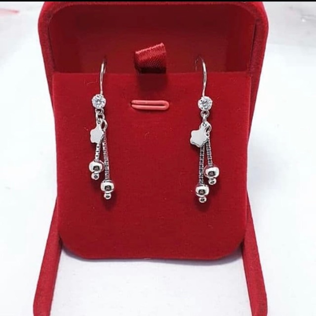 Anting panjang anting wanita perak 925 lapis emas putih S163