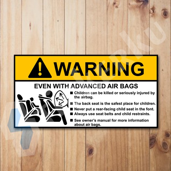 Jual Stiker Warning Even With Advanced Airbags Warning Sign Shopee