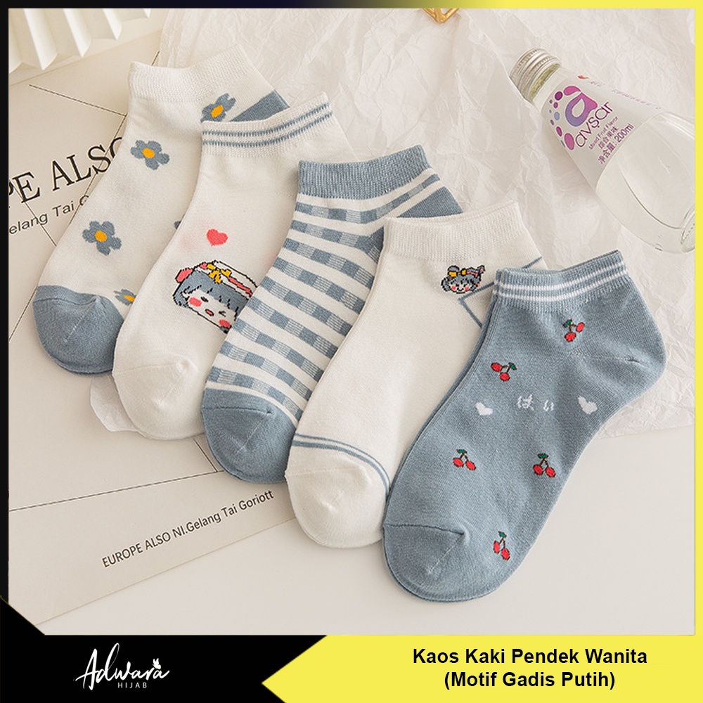 Kaos Kaki Pendek Wanita Semata Kaki Motif Gadis Bunga Fashion Gaya Korea