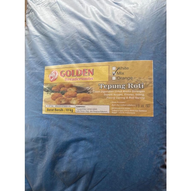 

[COD] Tepung Roti Panir Tepung Breadcrumbs Merk/Cap Golden Karung Netto 10KG [COD]