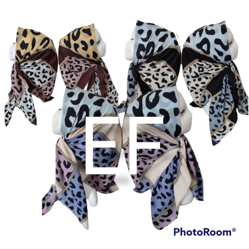 DEENAY KW HIJAB VOAL MOTIF LEOPARD PINK BIRU