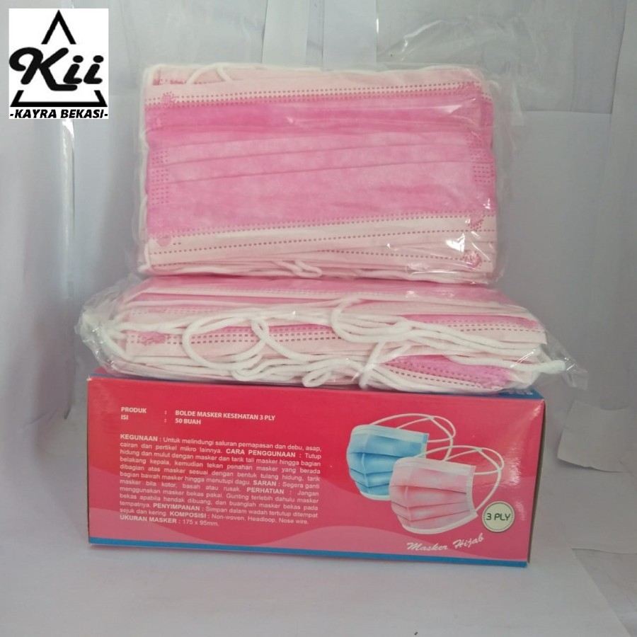 BOLDe Masker Hijab 3ply 50pcs - BOLDe Headloop Daily Mask DisposablE