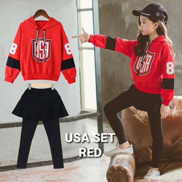 SETELAN HOODIE ANAK CEWEK IMPORT KOREA / BAJU SETELAN JAKET ANAK LENGAN PANJANG BAGUS