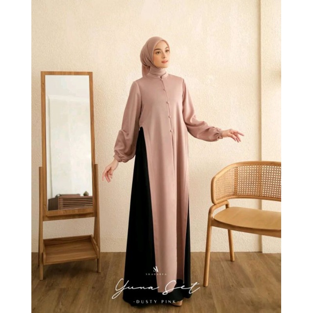 Yuna Dress Set Asymetrical slit (Inner dan Outer) original by Shararea