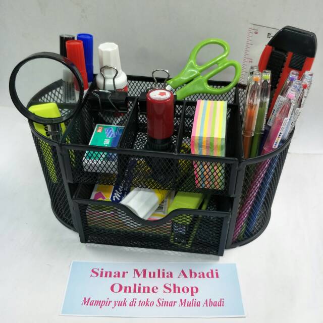 Desk Organizer Jaring Besar 8 sekat + 1 Laci / Desk set Jala