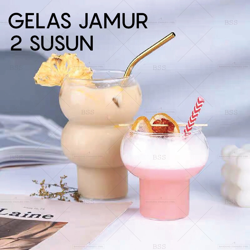 Gelas Kristal Lucu Dessert Kopi Susu Bulat Glass Yo-Reum Aesthetic Korean Cafe Crystall Drinking Elegan Cantik