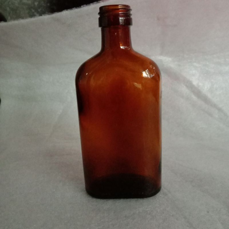 botol kaca coklat gepeng dekorasi vas bunga dll 250 ml/1pcs