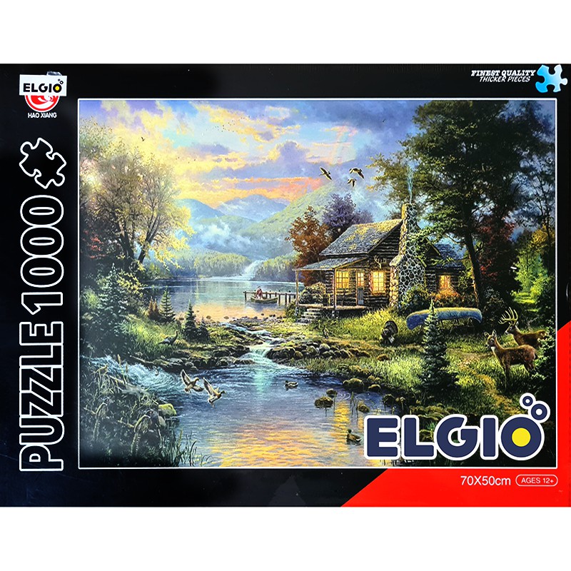 ELGIO - Puzzle 1000 pcs Hao Xiang Gambar Pemandangan Rumah Danau 88030