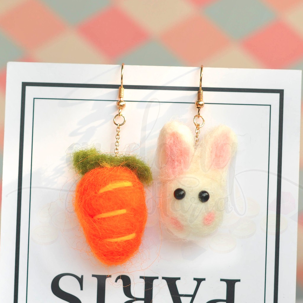 Anting Kelinci dan Wortel Rabbit and Carrot Felt Lucu Unik GH 203819