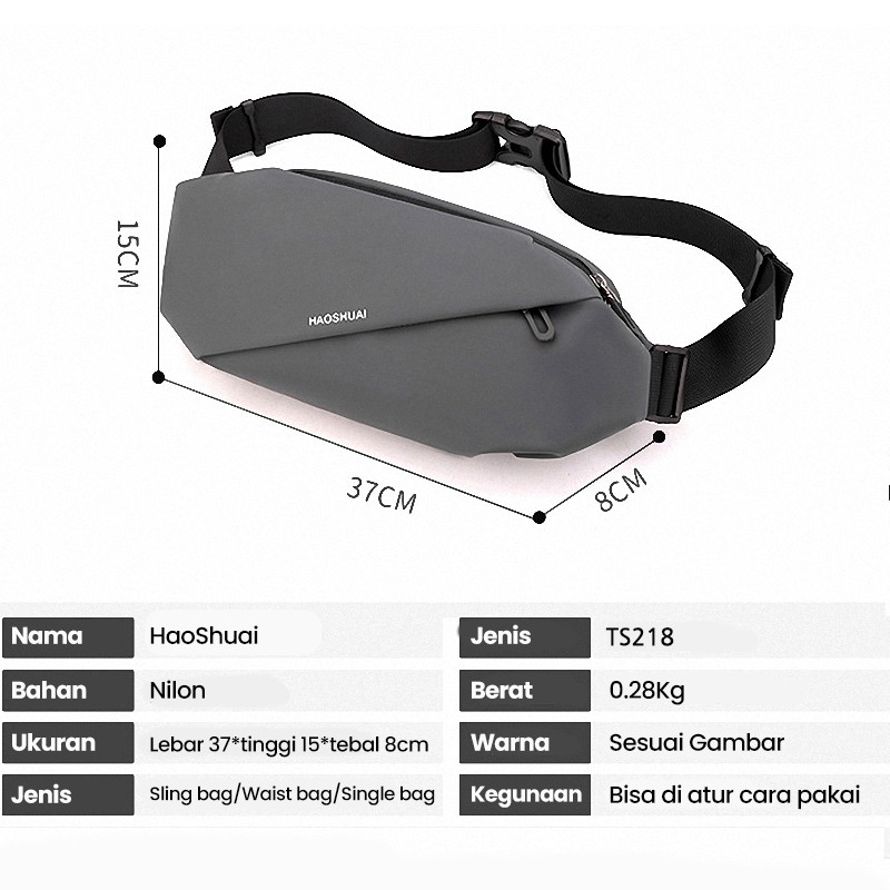 Highland Tas Selempang Pria Casual Waistbag Waterproof Tas Slempang Cowok Slingbag Anti Air TS218