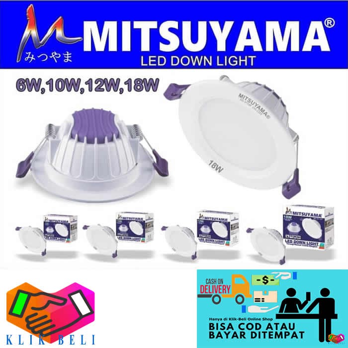 Lampu Panel Downlight LED Mitsuyama 6W / 10W / 12W / 18W Bohlam Plafon Inbow Lamp Bulat Cahaya Putih