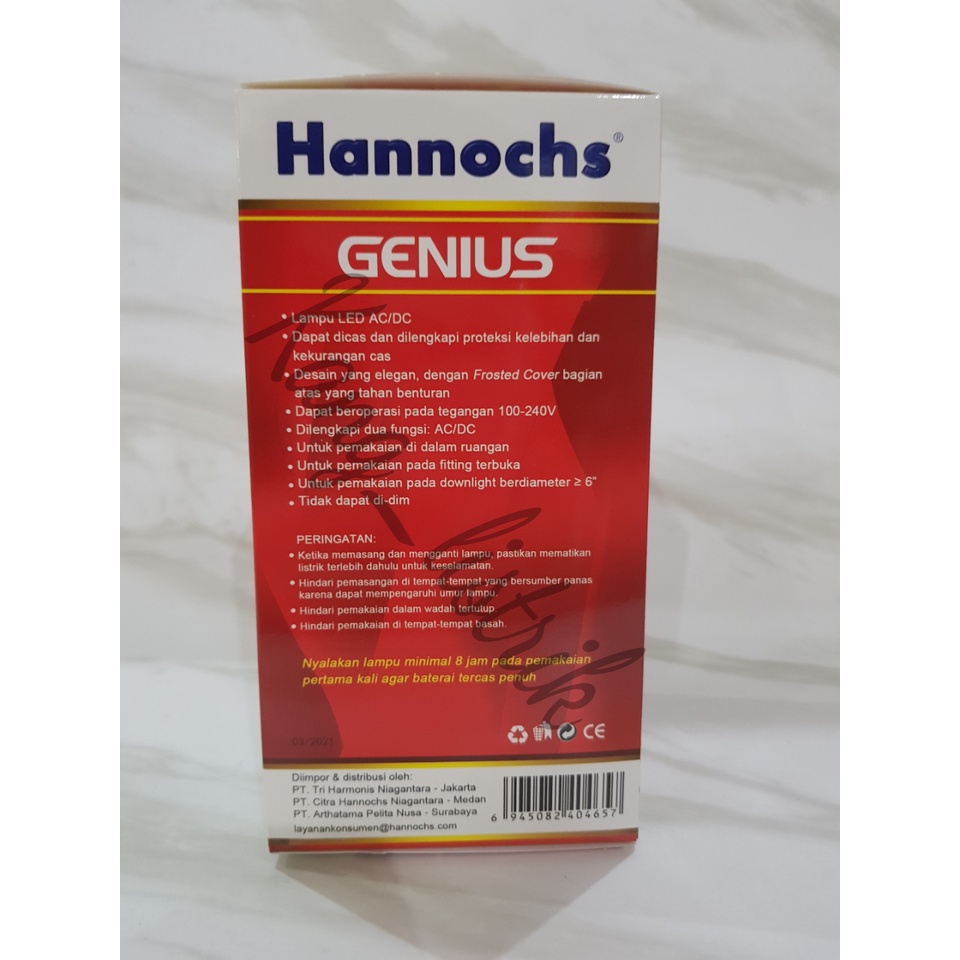 Hannochs Genius 8W - Lampu Emergency LED AC/DC 8 Watt