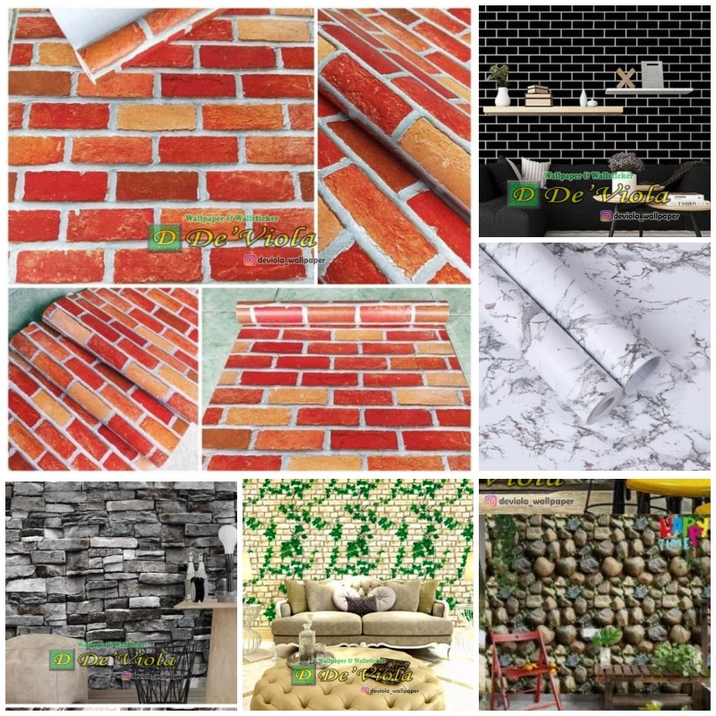 DW Bukittinggi - Wallpaper Sticker Motif Bata/Batu Alam/Granit/Marmer