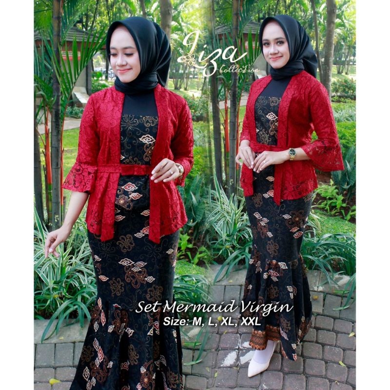 Setelan kebaya brukat masa kini//kebaya wisuda//kebaya batik brukat