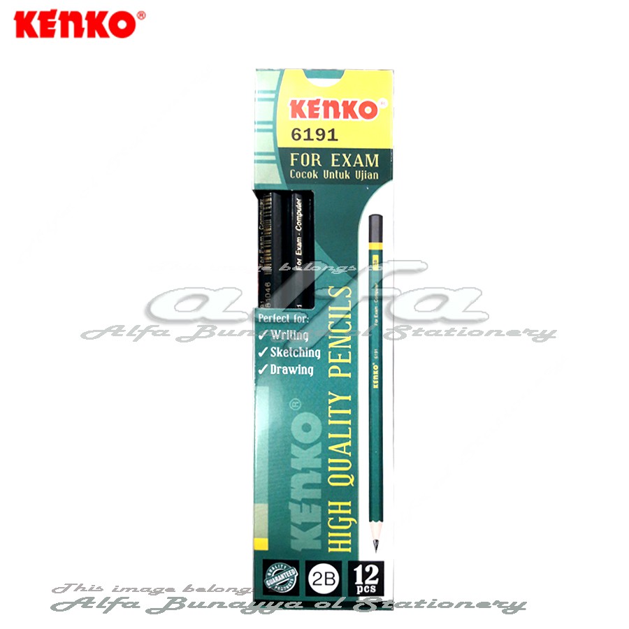 KENKO Pencil 2B 6191 For Exam ( Pak isi 12 ) Pensil Ujian - Exam Grade