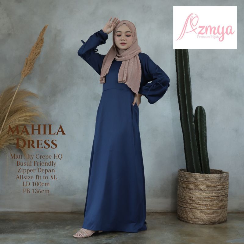 Dress Lengan Balon MAHILA DRESS Gamis Busui Friendly Ld 110cm