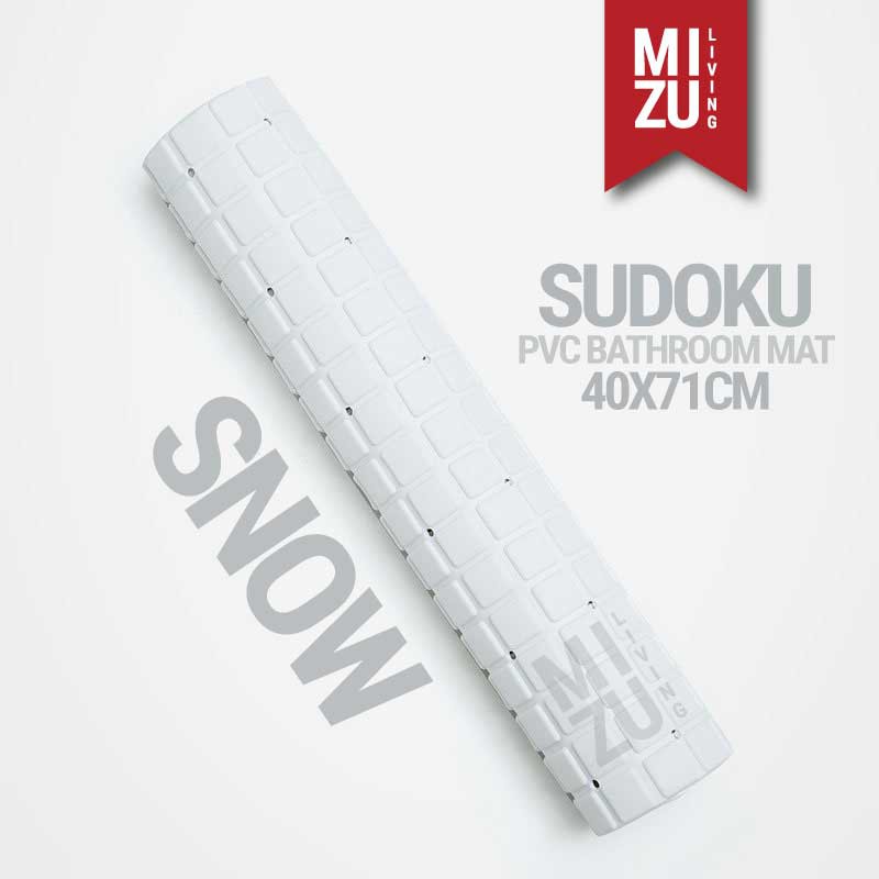 SUDOKU PVC Bathroom Mat Shower Bath Anti Slip Mat Keset Kamar Mandi PVC Penghisap Suction Cup 40x70-SNOW