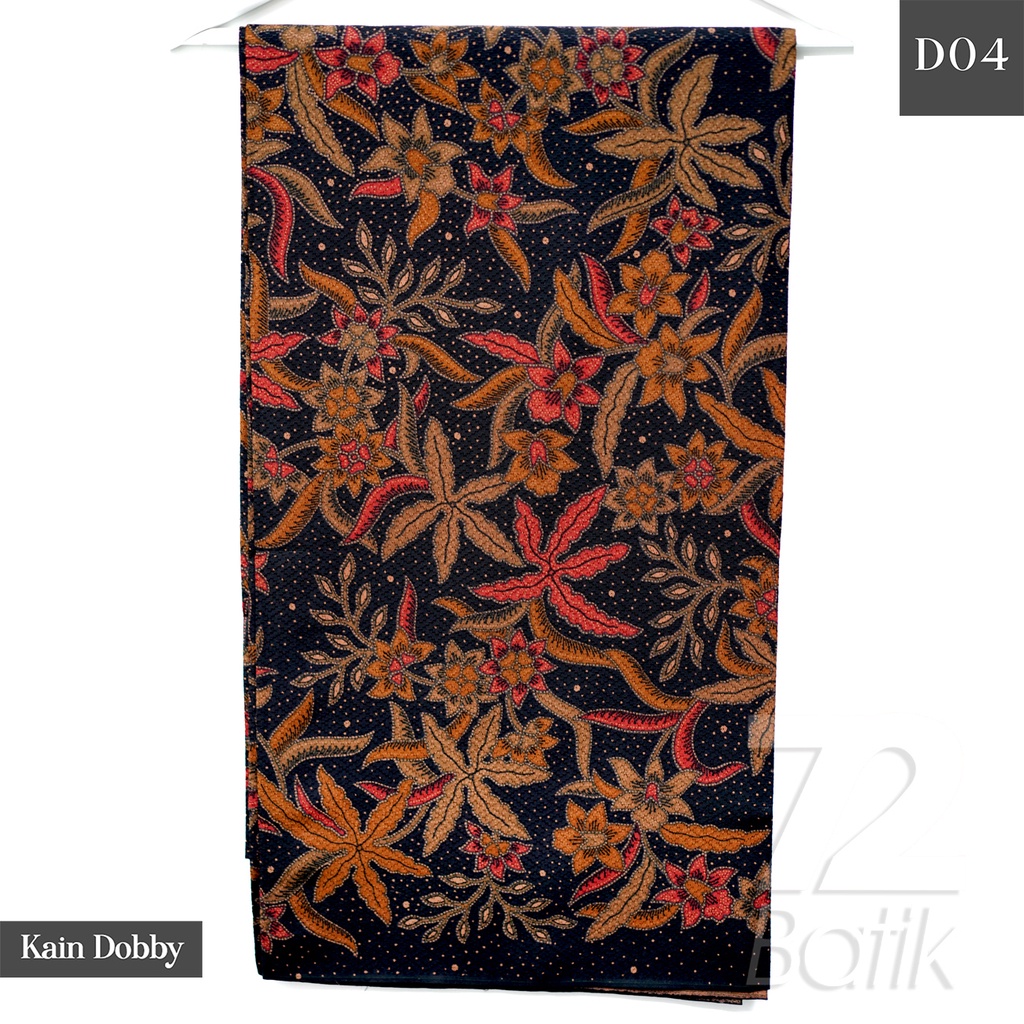 KAIN BATIK PREMIUM Bahan Dobby Motif Kembang Alas Warna Hitam Orange 729205 Cap 72 Jarik Jarit Samping Kebat Panjang Batik Dobby Modern Premium Bahan Seragam Batik Pernikahan Kantor Keluarga Murah Kamen Jadi Batik Bali Lembaran